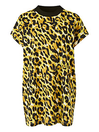 YELLOW Animal Print High Neck T-Shirt - Plus Size 12/14 to 32/34