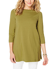 J.Jill AVOCADO Luxe Supima 3/4 Sleeve Tunic - Size 8 to 18 (US XS to XL)