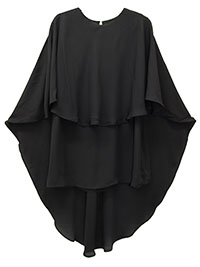 BLACK Chiffon Layered Short Sleeve Top - Plus Size 12 to 26