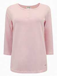 PINK Cotton Rich Henley 3/4 Sleeve Top - Plus Size 12 to 28