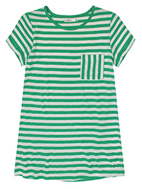 GREEN Pure Cotton Striped Pocket T-Shirt - Size 10/12 to 26/28 (36/38 to 52/54)