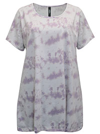 PLUS LILAC Pure Cotton Tie Dye Short Sleeve Top - Plus Size 16 to 30/32