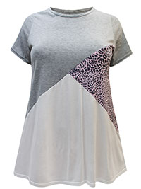 Curve GREY Color Block Panelled Jersey Top - Plus Size 16 to 26