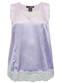 LILAC Lace Trim Satin Tank Top - Plus Size 14 to 30 (US 12W to 28W)