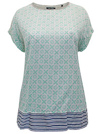 MoP AQUA Geo Printed Front Jersey Back Top - Size 8 to 16 (XS to XL)