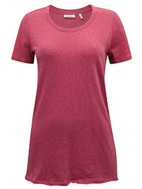 MoP RASPBERRY Pure Cotton Scoop Neck Raw Trim T-Shirt - Size 8 to 14 (XS to L)