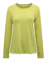 MoP YELLOW Pure Cotton Scoop Neck Raw Trim Top - Size 10 to 16 (S to XL)