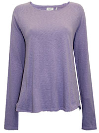 MoP PURPLE Pure Cotton Long Sleeve Raw Trim Top - Size 10 (S)