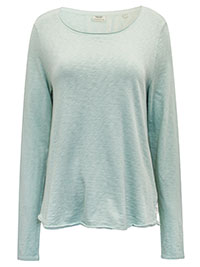 MoP MINT Organic Cotton Long Sleeve Raw Trim T-Shirt - Size 8 to 14 (XS to L)