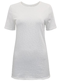 MoP CREAM Organic Cotton Scoop Neck Raw Trim T-Shirt - Size 8 to 14 (XS to L)