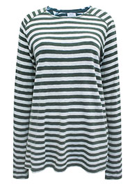 MoP SAGE Organic Cotton Striped Long Sleeve Top - Size 8 to 14 (XS to L)