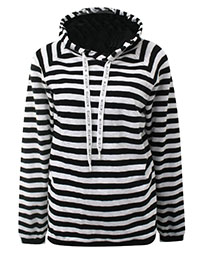 MoP BLACK Pure Cotton Striped Hoodie - Size 10 to 16 (S to XL)