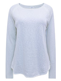 MoP IVORY Organic Cotton Long Sleeve Raw Trim Top - Size 10 (S)