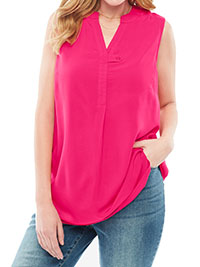 PINK Bright Rose Sleeveless Tab Front Tunic - Plus Size 16/18 to 40/42 (US M to 5X)