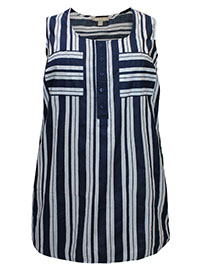 NAVY Tonal Stripes Striped Sleeveless Tunic - Plus Size 20/22 to 32/34 (US L to 3X)