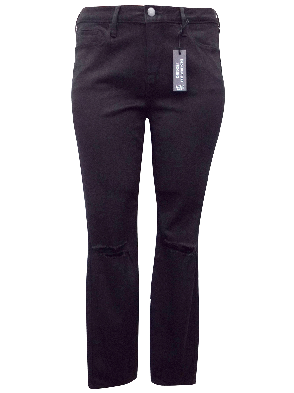 A.N.A - - A.N.A BLACK Slim Fit Destructed Jeggings - Plus Size 14 to 28