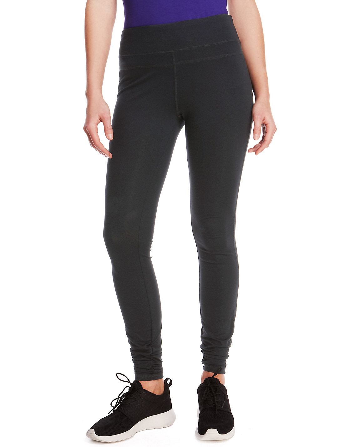 Marks and Spencer - - M&5 BLACK Ruched Hem Full Length Leggings - Size ...