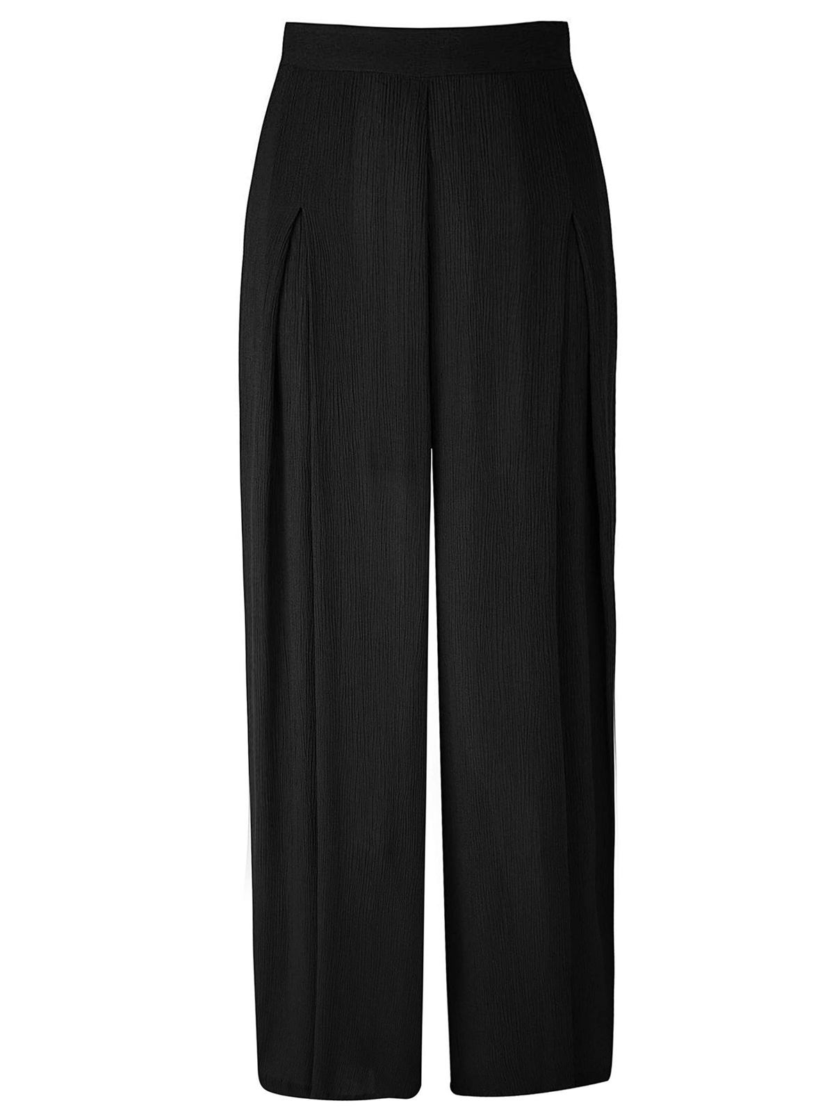 Joanna Hope - - BLACK Crinkle Palazzo Trousers - Plus Size 18 to 28