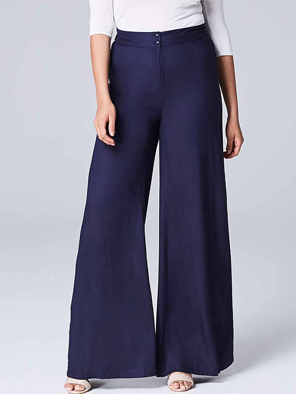 Capsule Capsule Navy Super Wide Leg Trousers Size 10 To 32