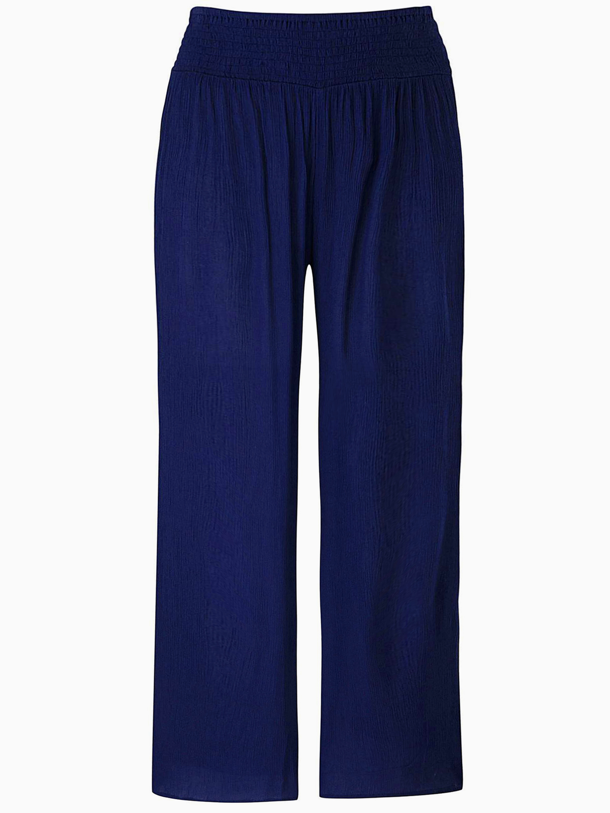 Label Be - - MIDNIGHT-BLUE Crinkle Shirred Waist Wide Leg Trousers ...