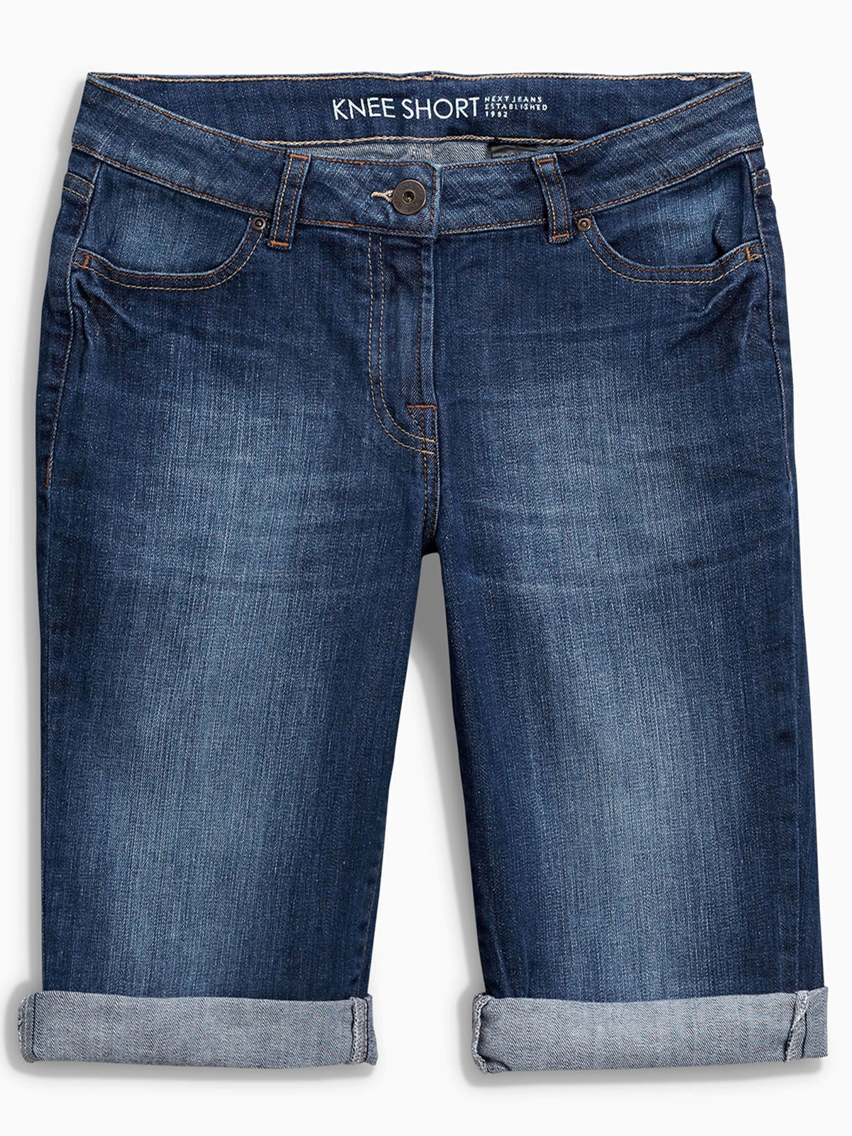 N3XT MID-BLUE Cotton Rich Denim Knee Shorts - Size 6 to 22