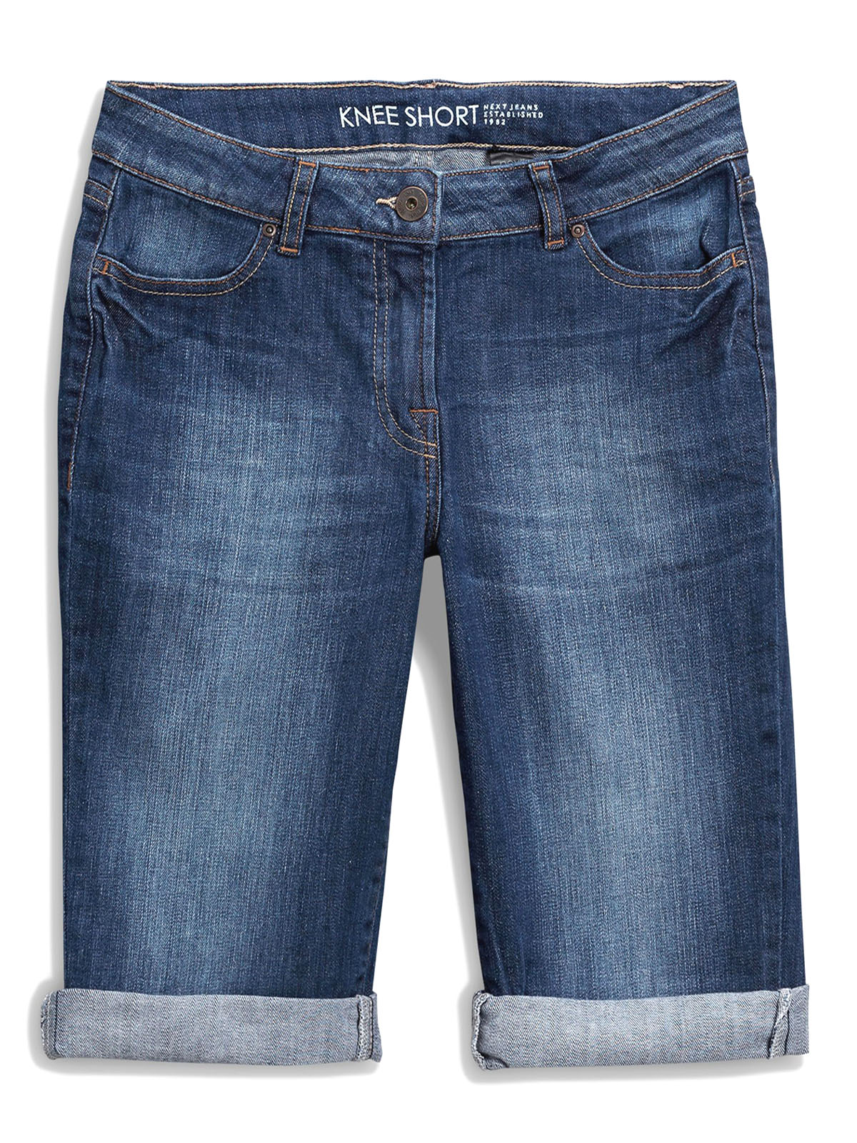 N3xt Mid Blue Cotton Rich Denim Knee Shorts Size 6 To 16