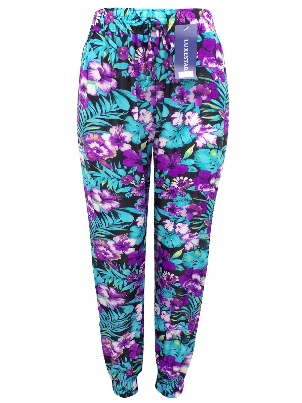 Luxestar - - Luxestar TURQUOISE Pull On Printed Harem Trousers - Size ...