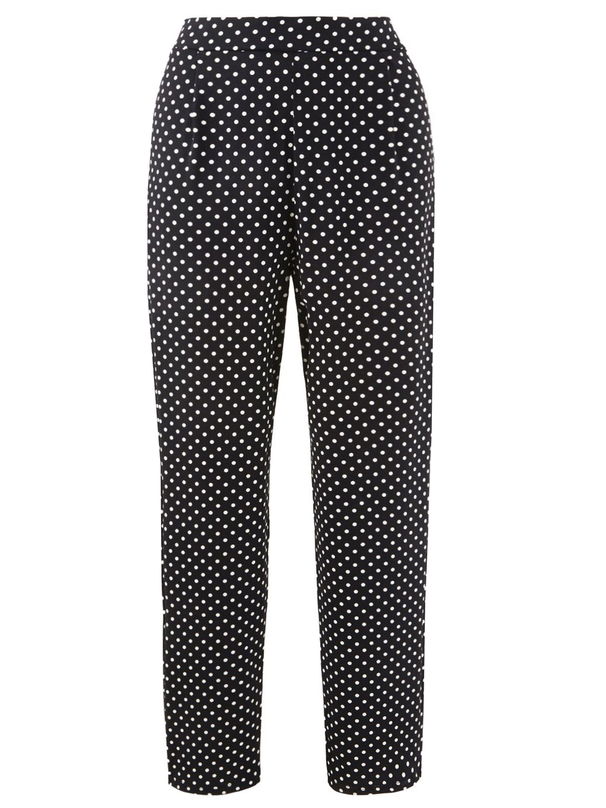 Grace (Made In Britain) - - Grace BLACK Polka Dot Tapered Trousers - Size 8