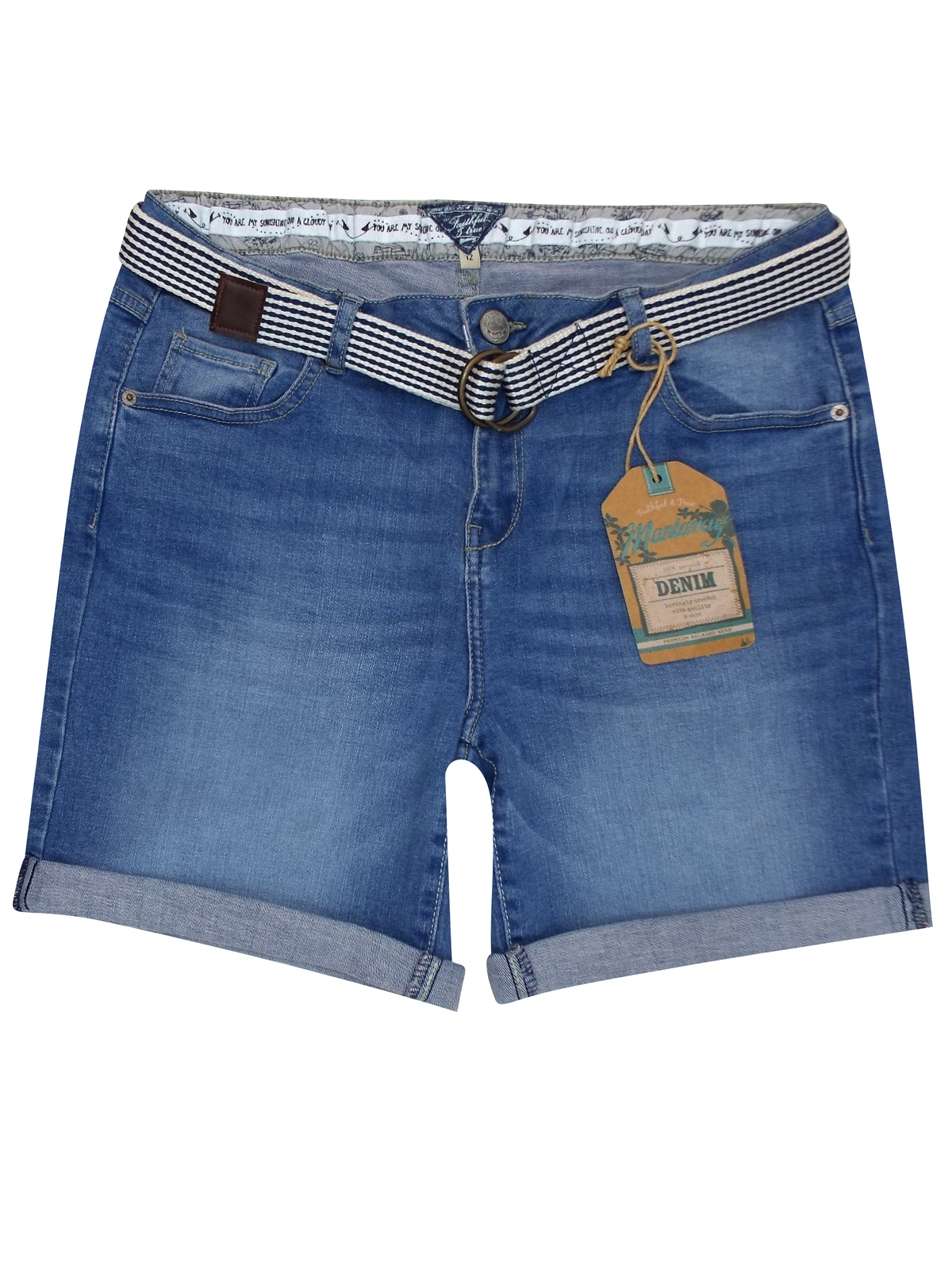 Debenhams - - D3benhams LIGHT-BLUE Longline Denim Shorts with Belt ...