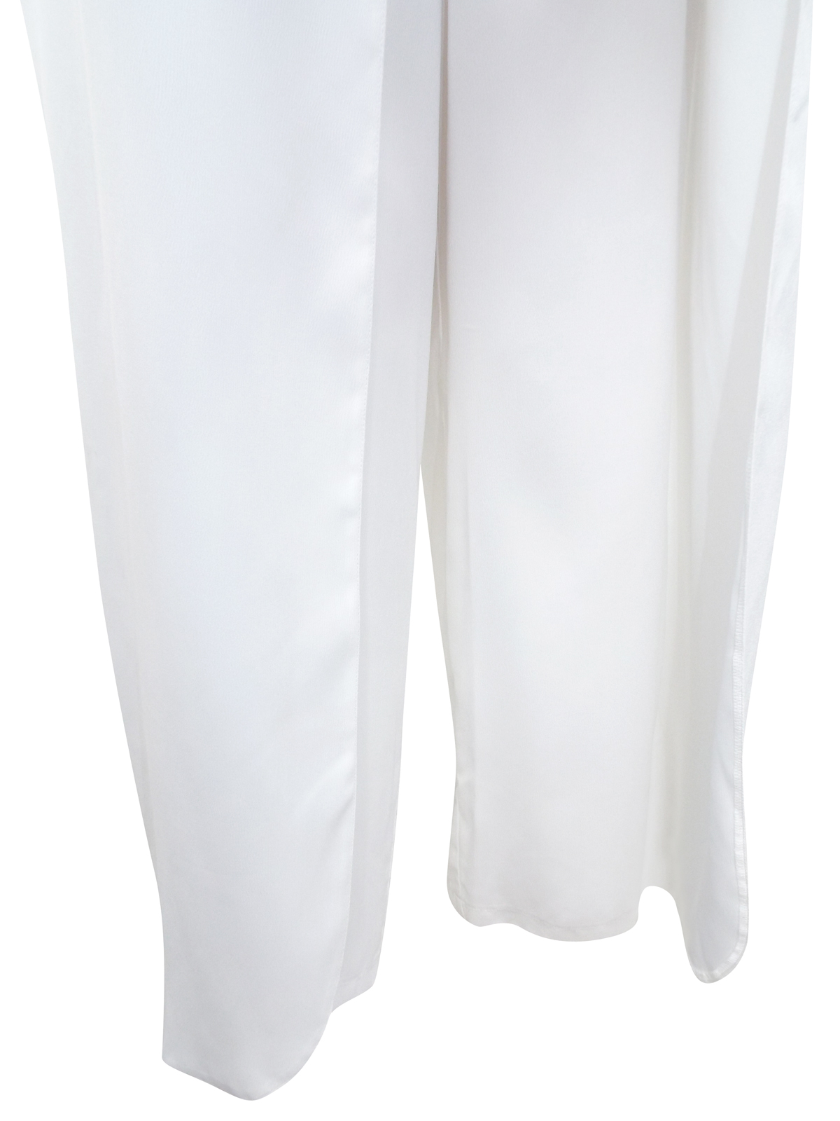 3vans WHITE Overlay Wide Leg Trousers - Plus Size 16 to 28