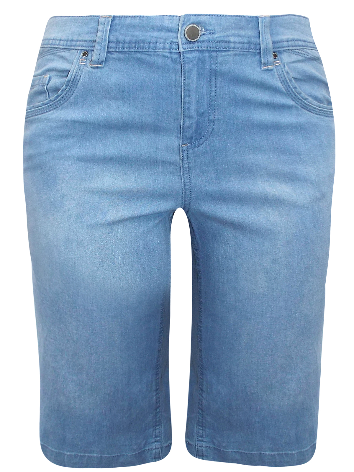 LIGHT-DENIM Cotton Rich Long Denim Shorts - Plus Size 14 to 30