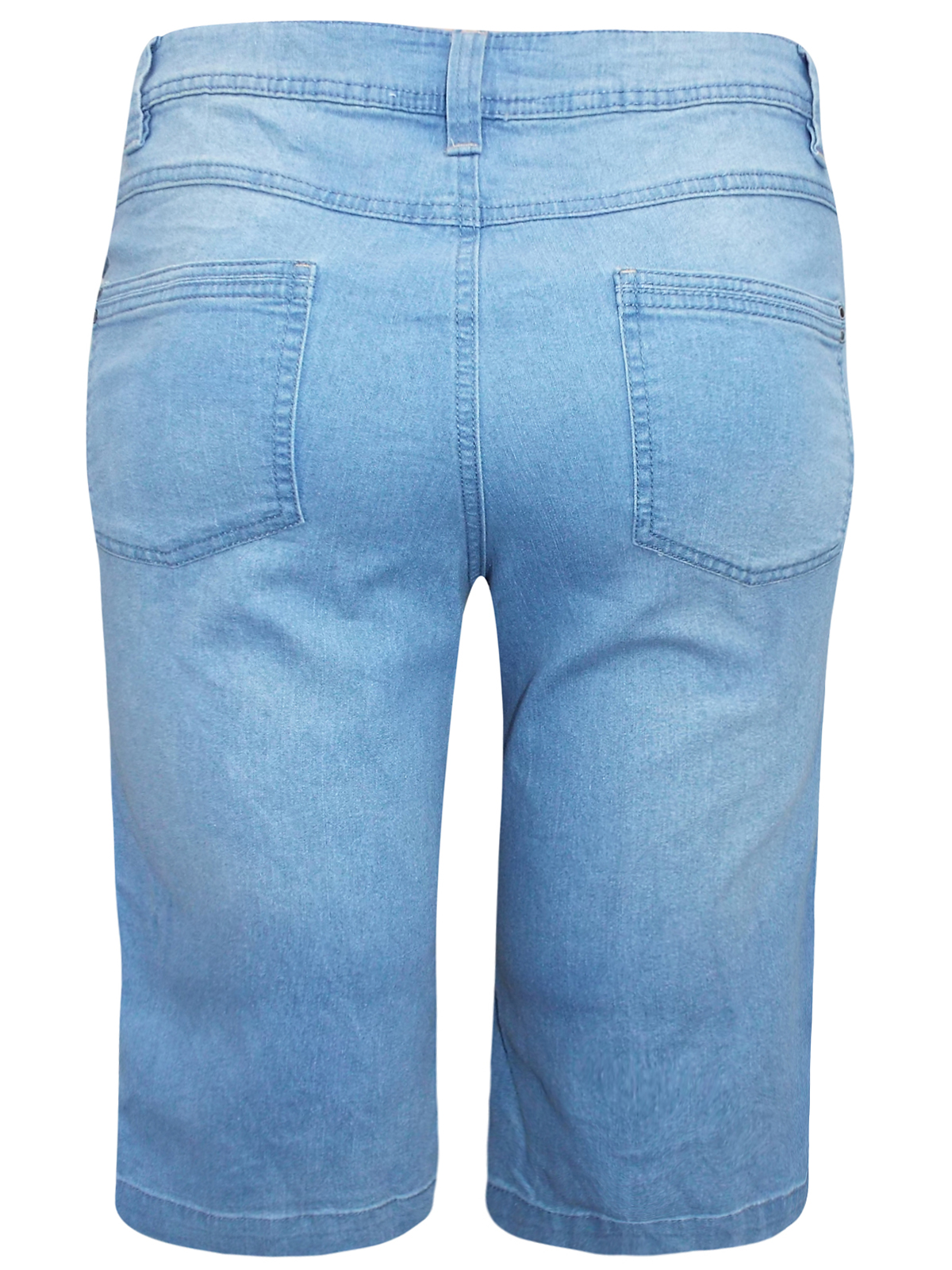 LIGHT-DENIM Cotton Rich Long Denim Shorts - Plus Size 14 to 30