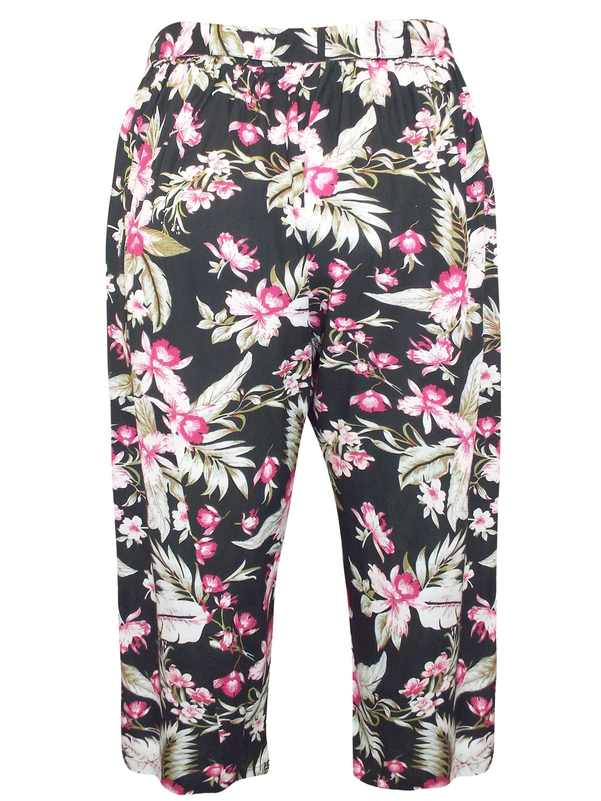 CURVE - - Yours BLACK Tapered Crop Floral Belted Trousers - Plus Size ...