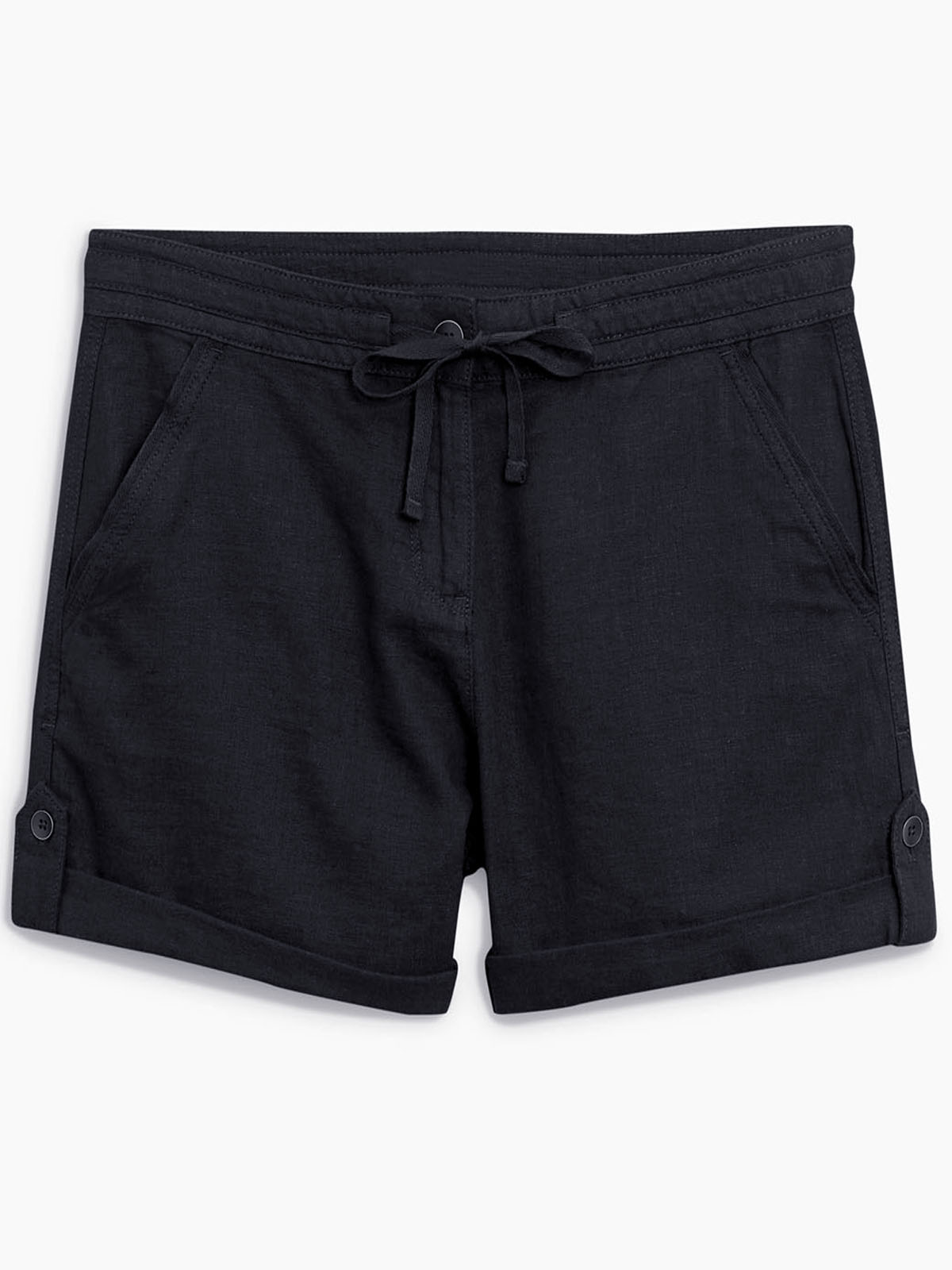 N3XT BLACK Linen Blend Drawstring Waist Shorts - Plus Size 22 to 26