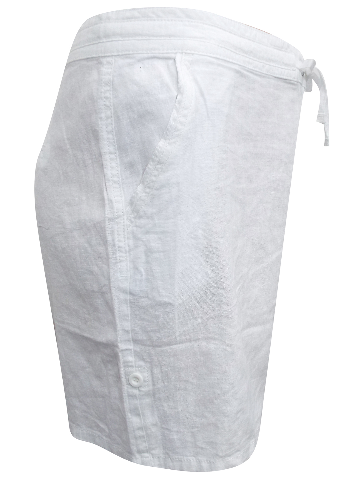N3XT WHITE Linen Blend Drawstring Waist Shorts - Plus Size 18 to 26