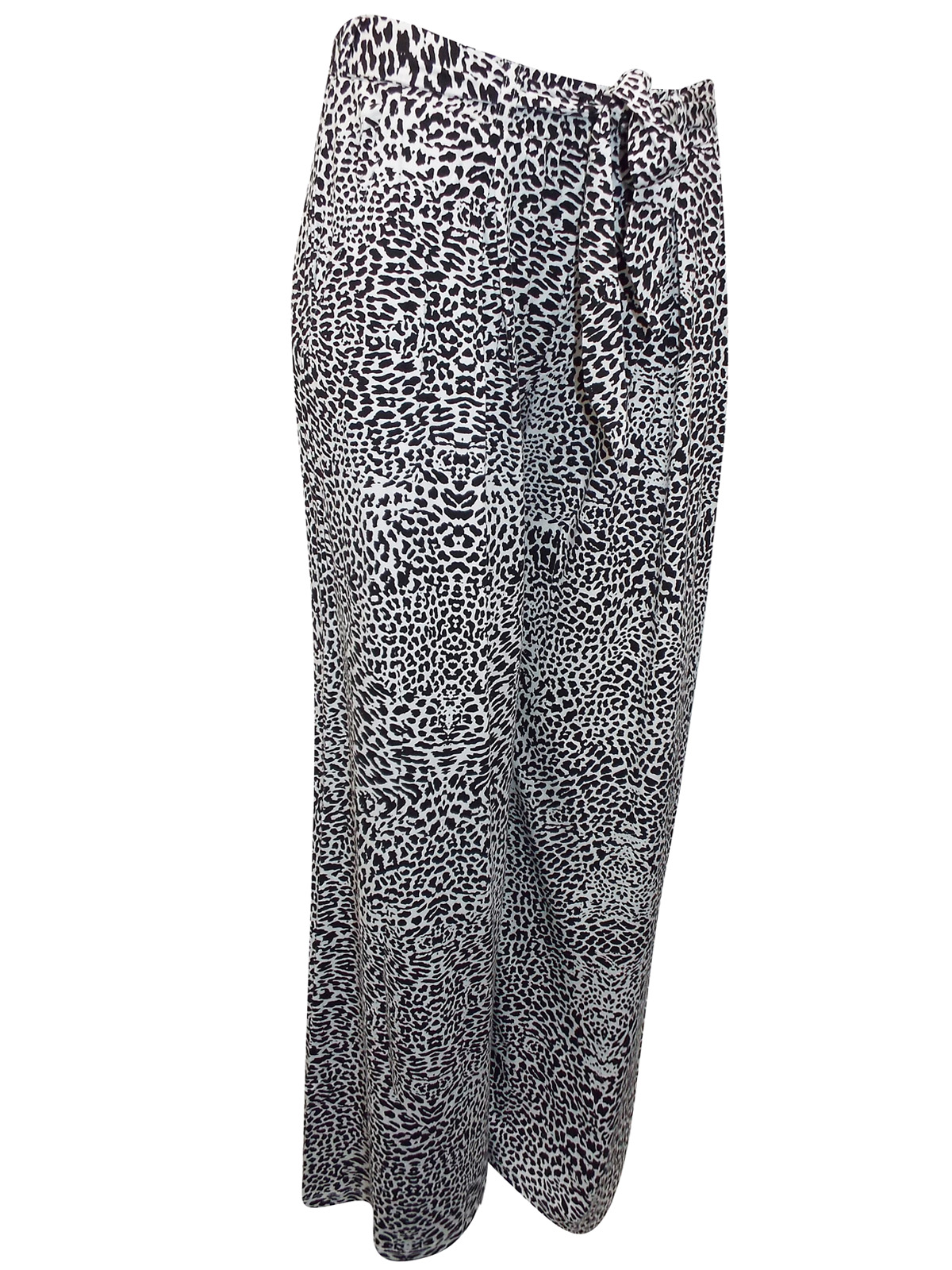 First Avenue BLACK Animal Print Belted Trousers - Size 10 to 20
