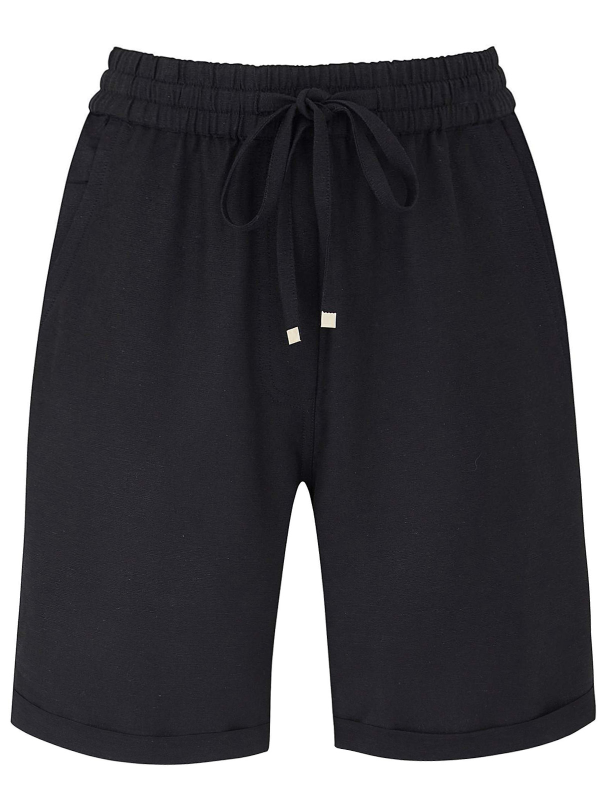 Capsule - - Capsule BLACK Linen Blend Pull On Shorts - Plus Size 16 to 32