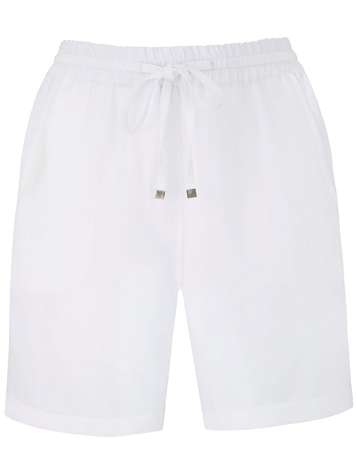 Capsule - - WHITE Linen Blend Pull On Shorts - Plus Size 26