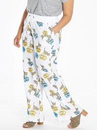 Capsule WHITE Floral Print Eyelet Detail Linen Blend Slouch Trousers - Plus Size 14 to 30 Capsule WHITE Floral Print Eyelet Detail Linen Blend Slouch Trousers - Plus Size 14 to 30