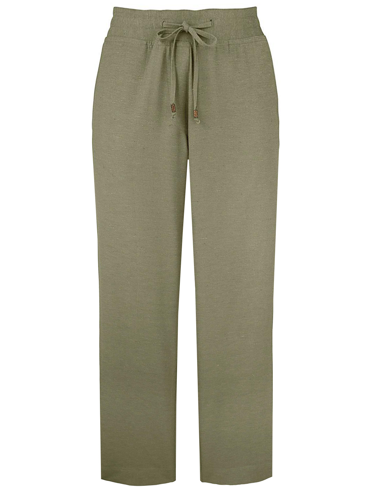 Capsule - - Capsule & Anthology KHAKI Linen Blend Pull On Trousers ...