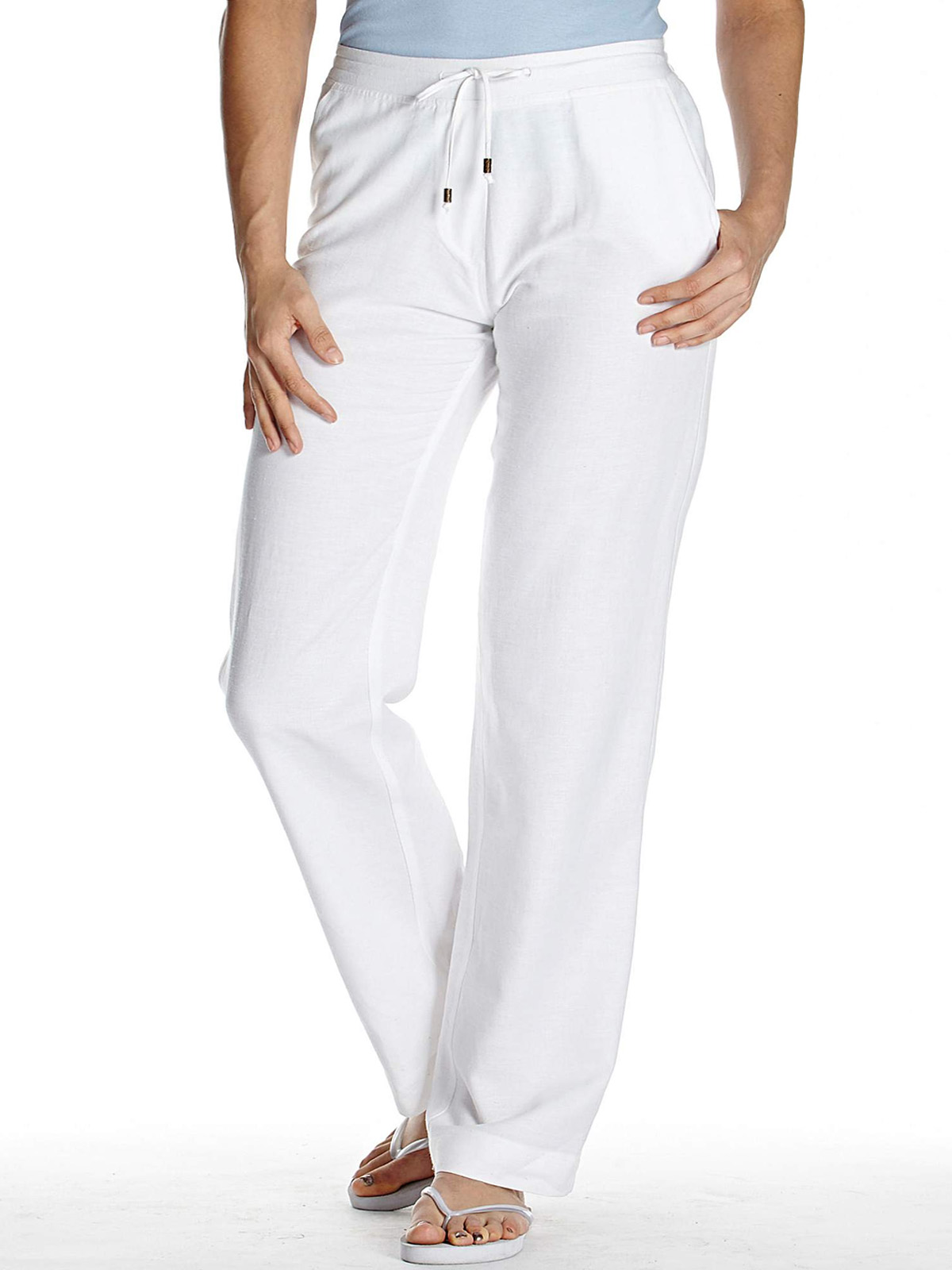 Label Be - - LabelBe WHITE Linen Blend Pull On Trousers - Plus Size 26 ...
