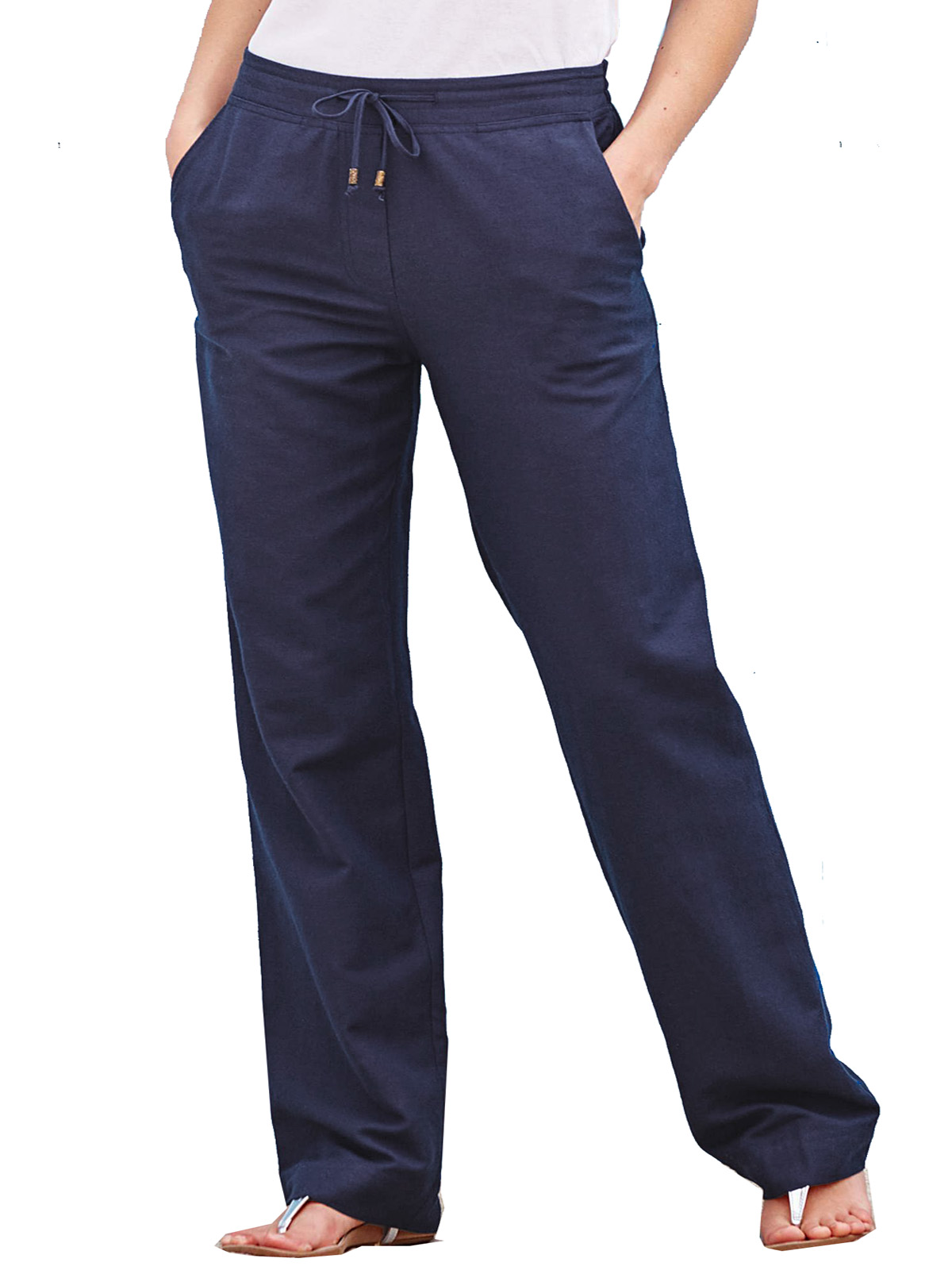 Label Be - - LabelBe & Capsule NAVY Linen Blend Pull On Trousers - Plus ...