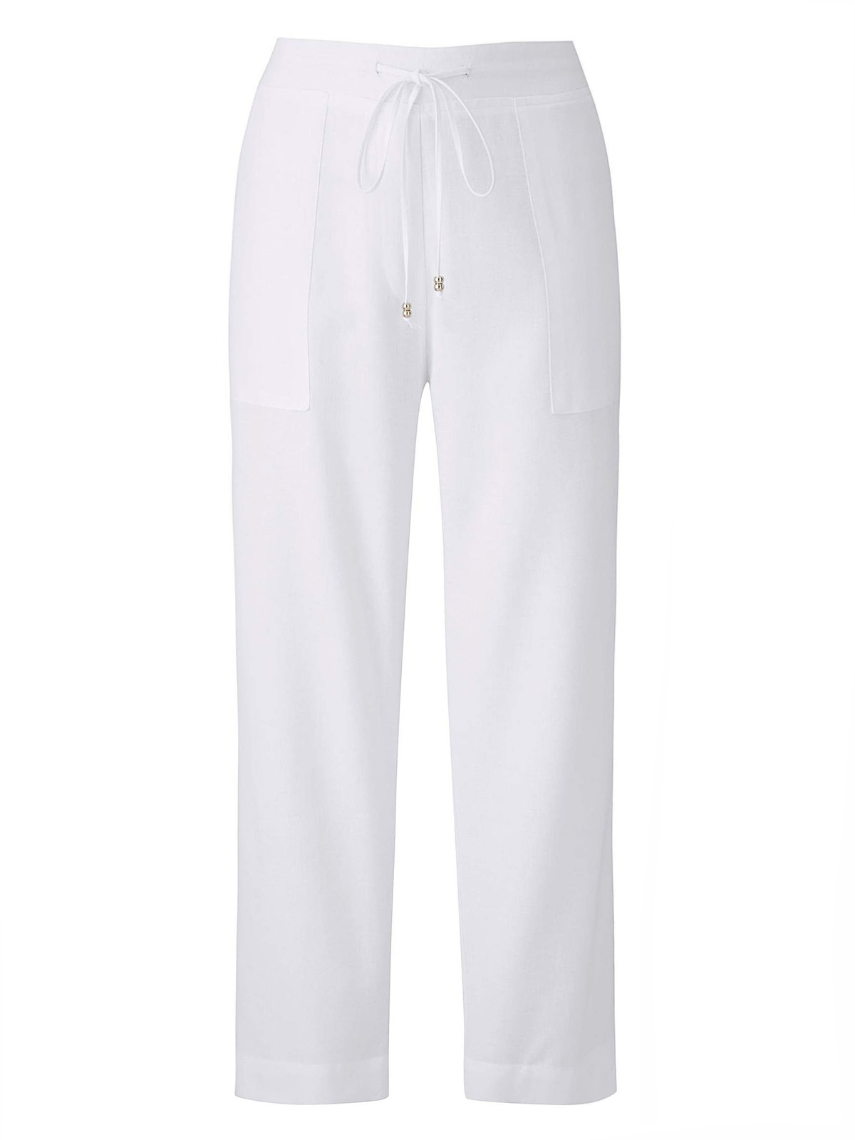 Julipa - - Julipa WHITE Linen Blend Drawstring Trousers - Size 10 to 30