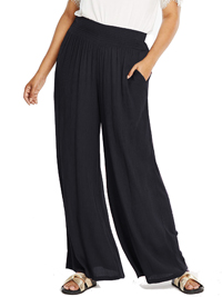 Capsule BLACK Crinkle Side Pocket Wide Leg Trousers - Plus Size 12 to 32