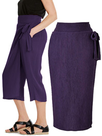 AUBERGINE Crinkle Wrap Culottes - Plus Size 12 to 18
