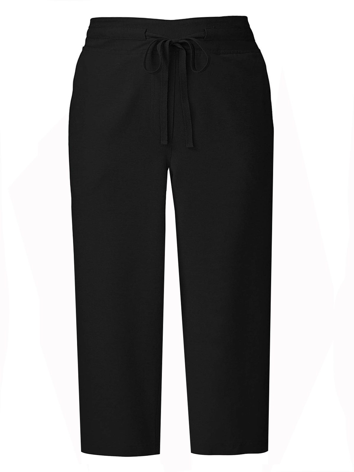 Label Be - - LabelBe BLACK Linen Blend Cropped Slouch Trousers - Plus ...