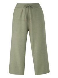 KHAKI Linen Blend Cropped Trousers - Plus Size 22 to 24