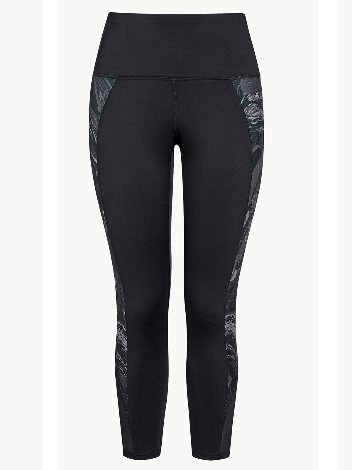 BLACK Panelled Cropped Sports Leggings - Size 8 to 10
