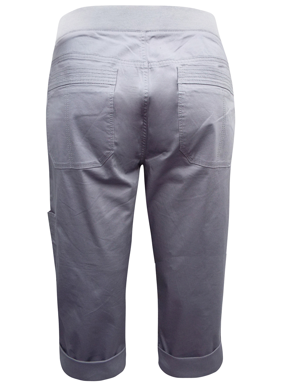 Lee - - Riders by Lee GREY Cotton Rich Cropped Trousers - Plus Size 18 ...