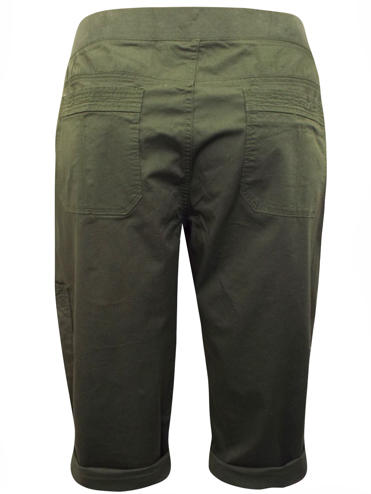 Lee - - Riders by Lee BOTTLE-GREEN Cotton Rich Cropped Trousers - Plus ...
